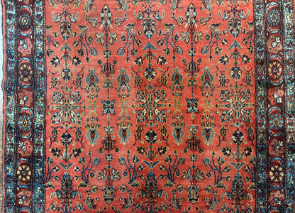 Antique Persian Tribal Rug 5 x 6.6, Tomato Red, Hamadan Angelas Rug - Nuvé