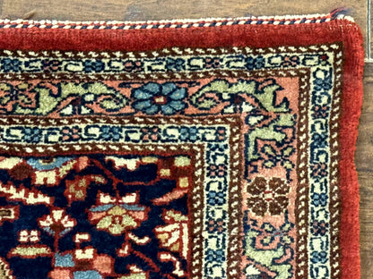 Persian Bidjar Rug 2.7 x 4, Red and Navy Blue, Small Persian Area Rug, Semi Antique - Nuvé
