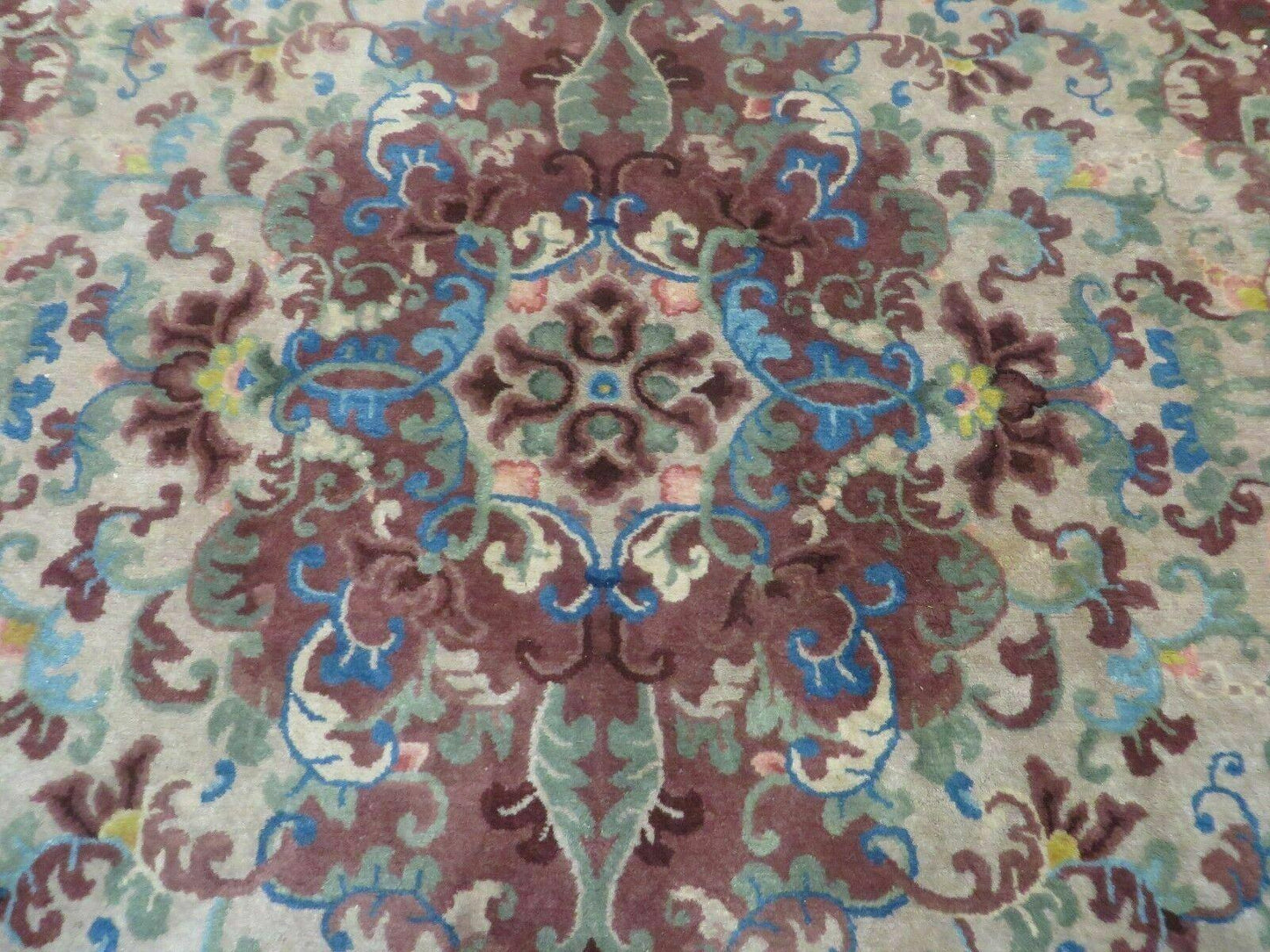 8' X 10' Vintage Handmade Chinese Art Deco Peking Nichols Wool Rug Flowers Nice - Nuvé