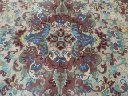 8' X 10' Vintage Handmade Chinese Art Deco Peking Nichols Wool Rug Flowers Nice