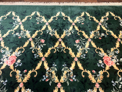 Karastan Garden of Eden Rug 8.8 x 11.8, Green Savonnerie 509/1733, Wool - Nuvé