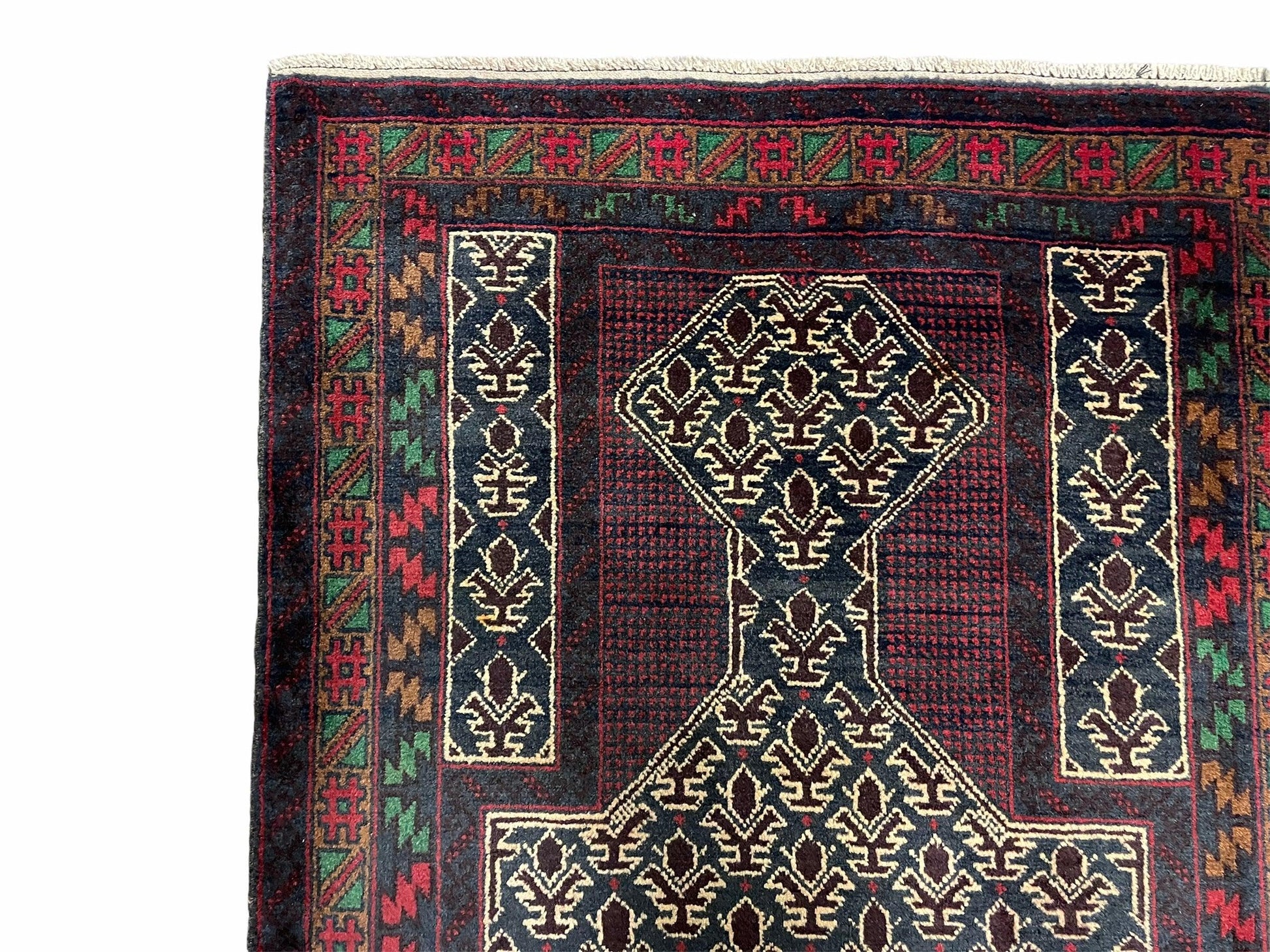 3x5 New Vintage Handmade Wool Rug Tribal Balouch Turkoman Prayer Rug Veggie Dyes - Nuvé