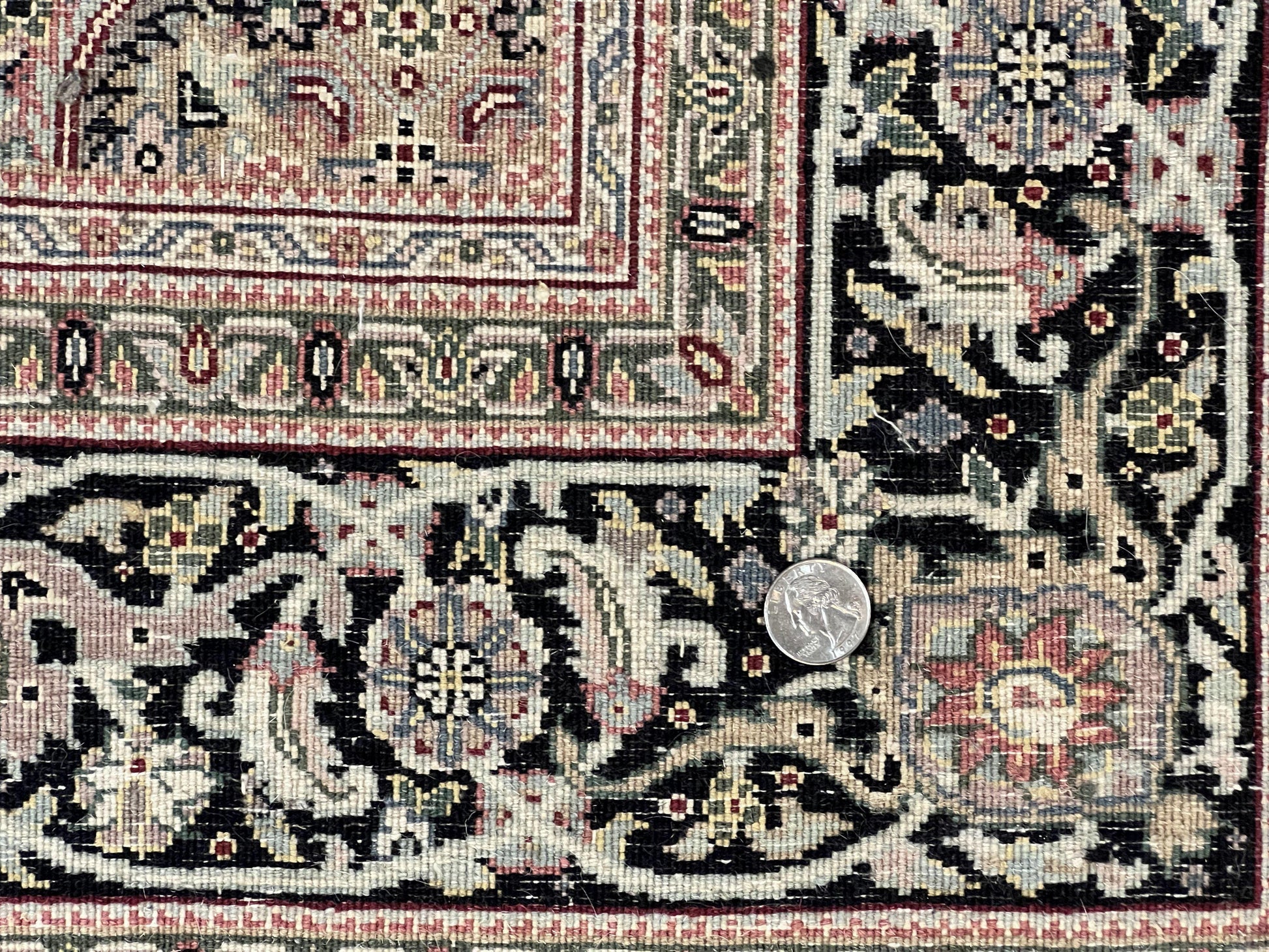 Sino Persian Rug 4x6, Fine Hand Knotted Carpet, Black, Wool, Vintage Rug 4 x 6, Herati Mahi, 300 KPSI - Nuvé