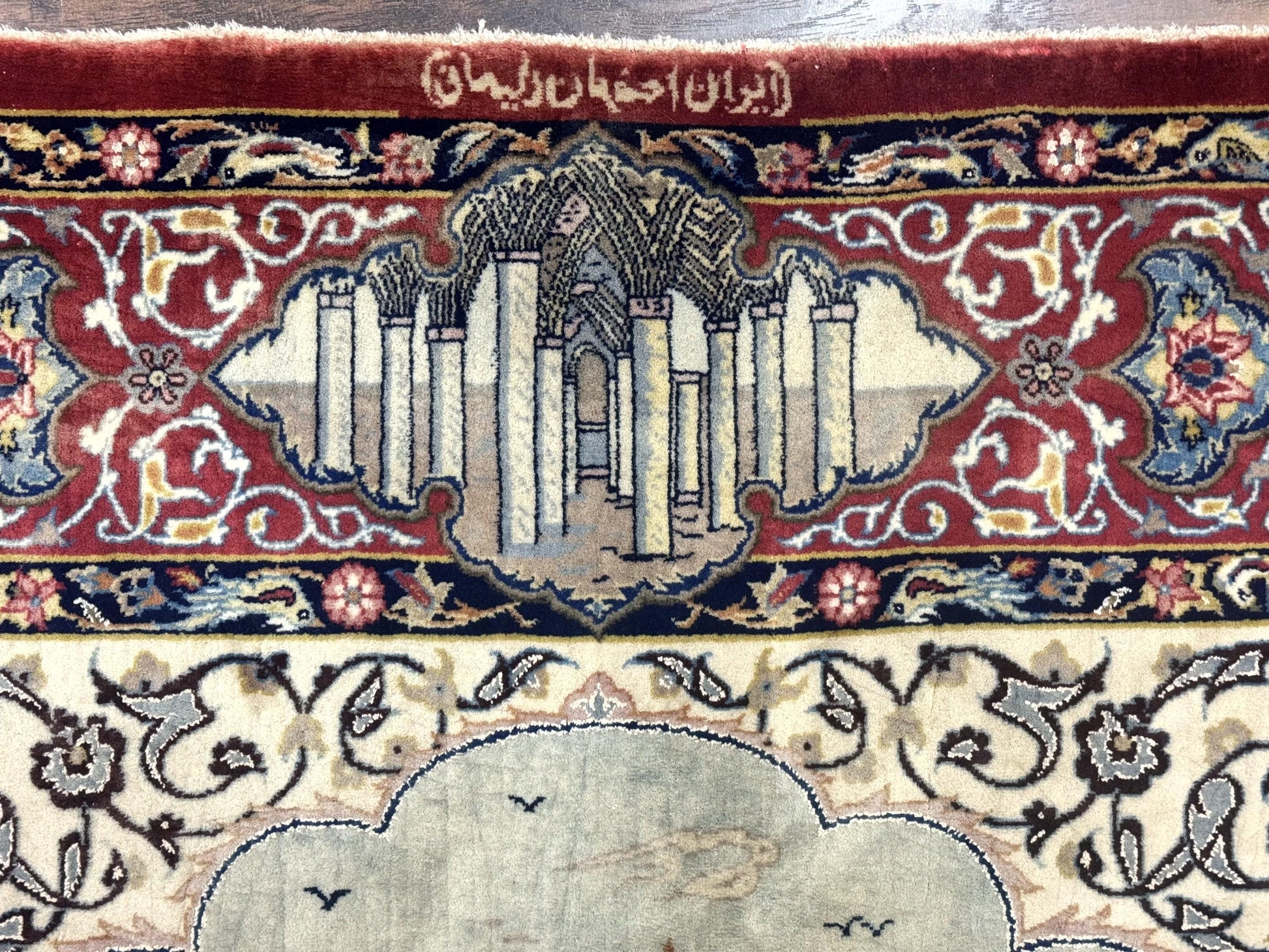 Persian Isfahan Pictorial Rug 3.6 x 5.7, Very Fine 400 KPSI, Historical Buildings, Signed By Masterweaver, Handmade - Nuvé