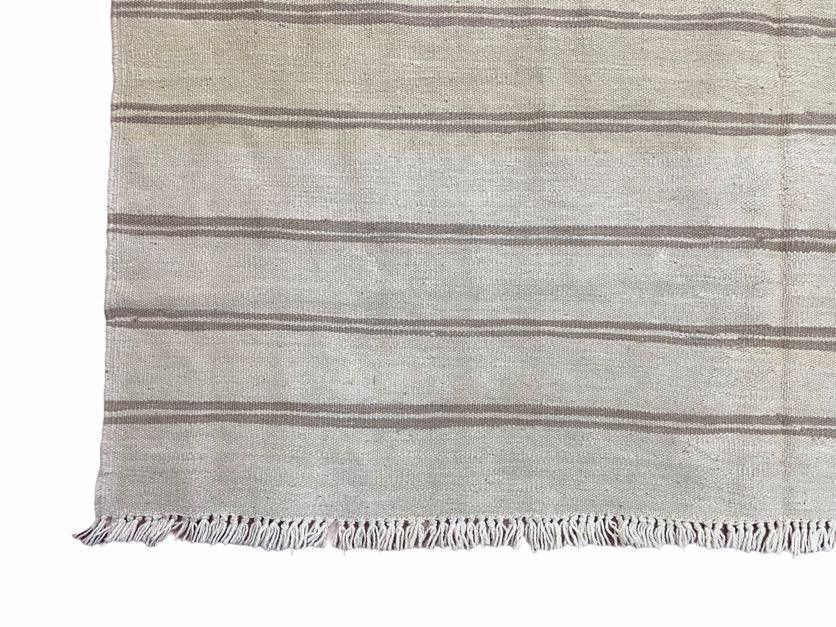 5x8 Turkish Kilim Rug, Flatweave Carpet, Striped Blanket, Southwestern Design, New, Gray, Wool, High Quality, Hand-Knotted - Nuvé