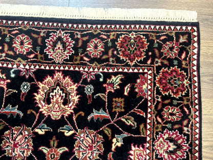 Indo Persian Sarouk Rug 3x5, Black Traditional Oriental Carpet - Nuvé