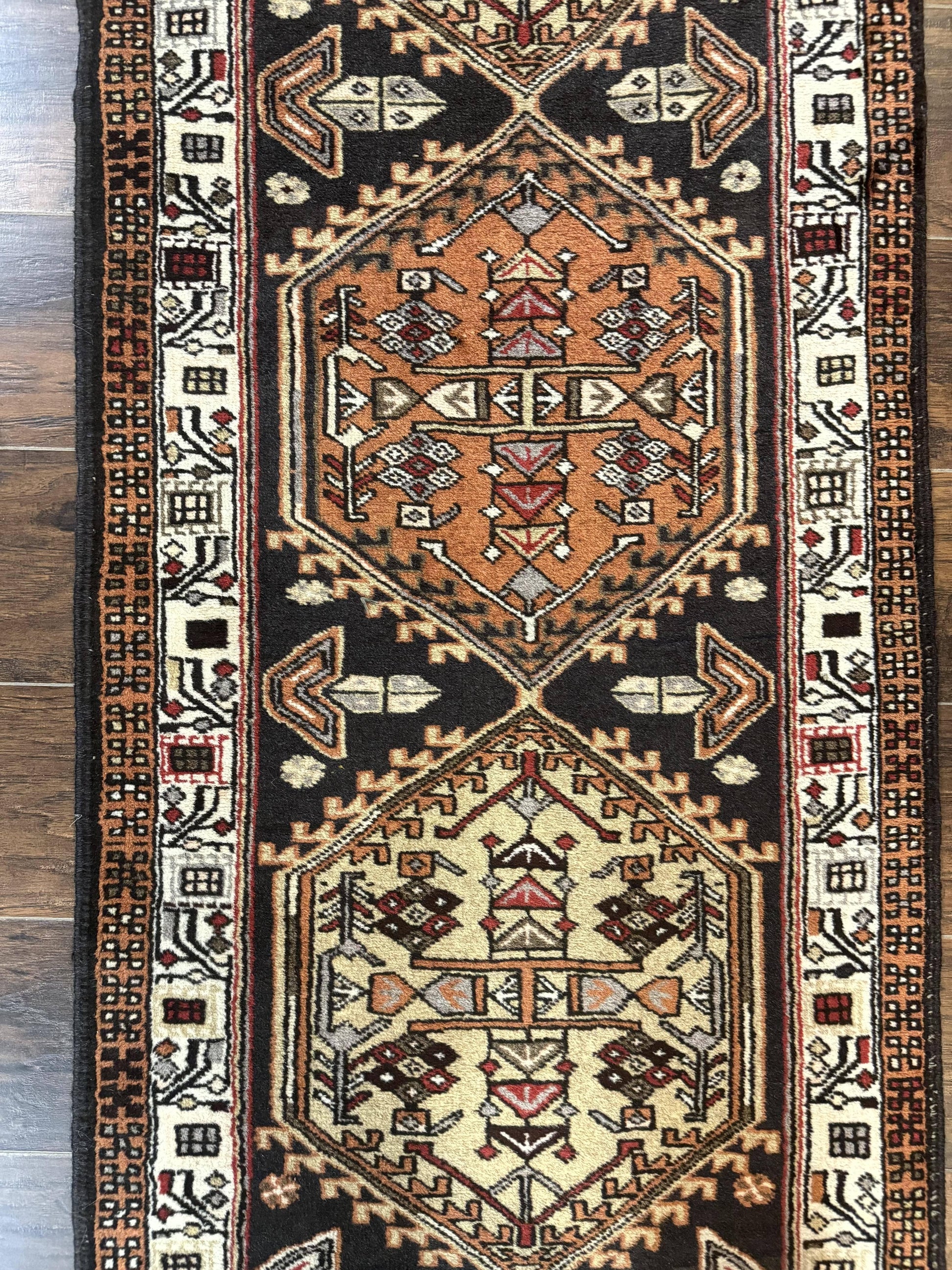 Persian Tribal Runner Rug 2.4 x 9.4, Geometric Medallions, Sarab Runner - Nuvé