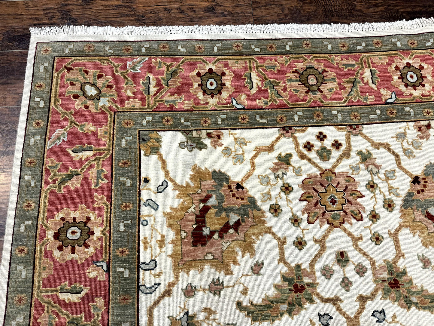 Flatweave Soumak Rug 6x9, Nourison Rug, Wool Handmade, Floral, Ivory - Nuvé