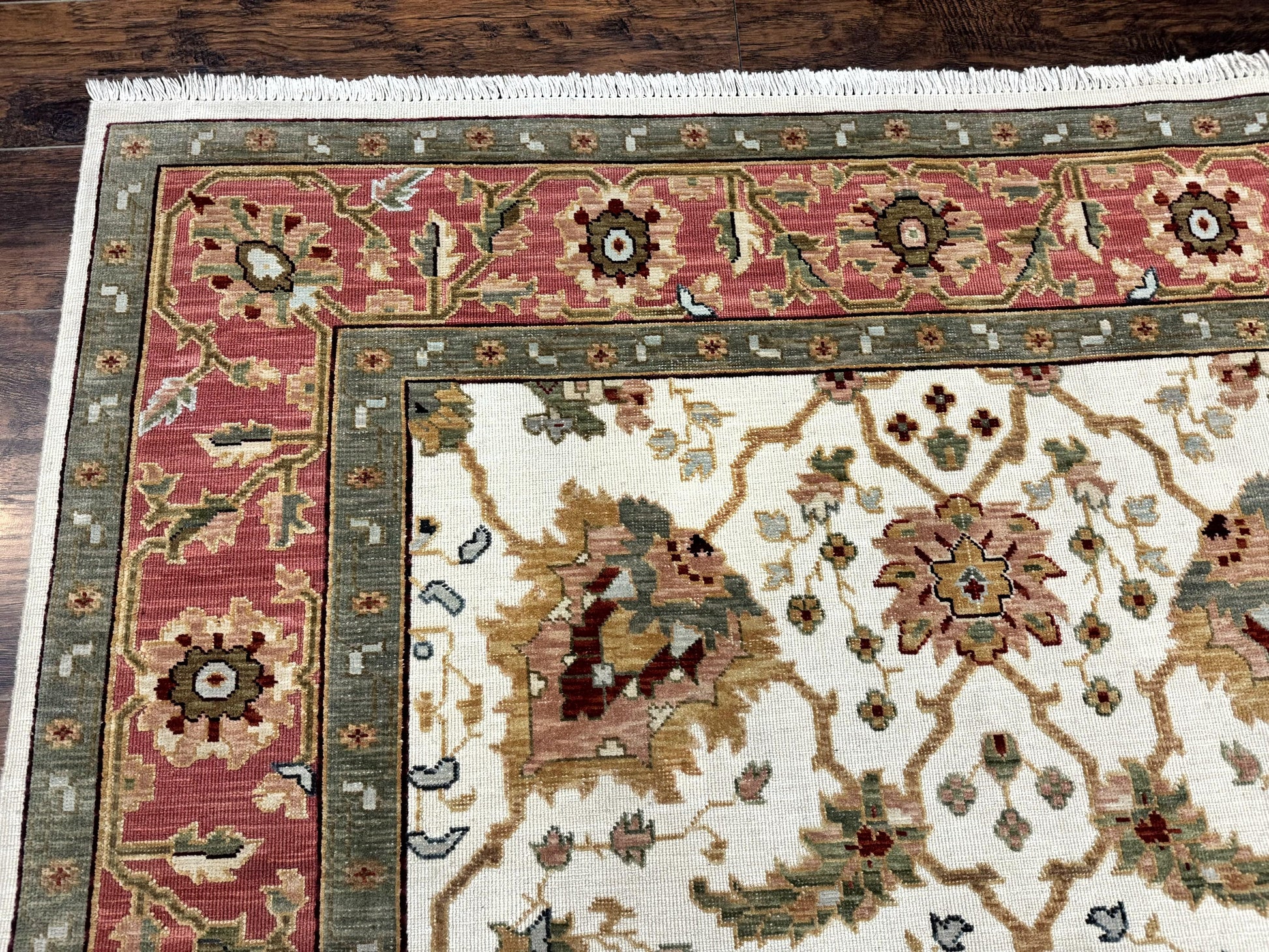 Flatweave Soumak Rug 6x9, Nourison Rug, Wool Handmade, Floral, Ivory - Nuvé