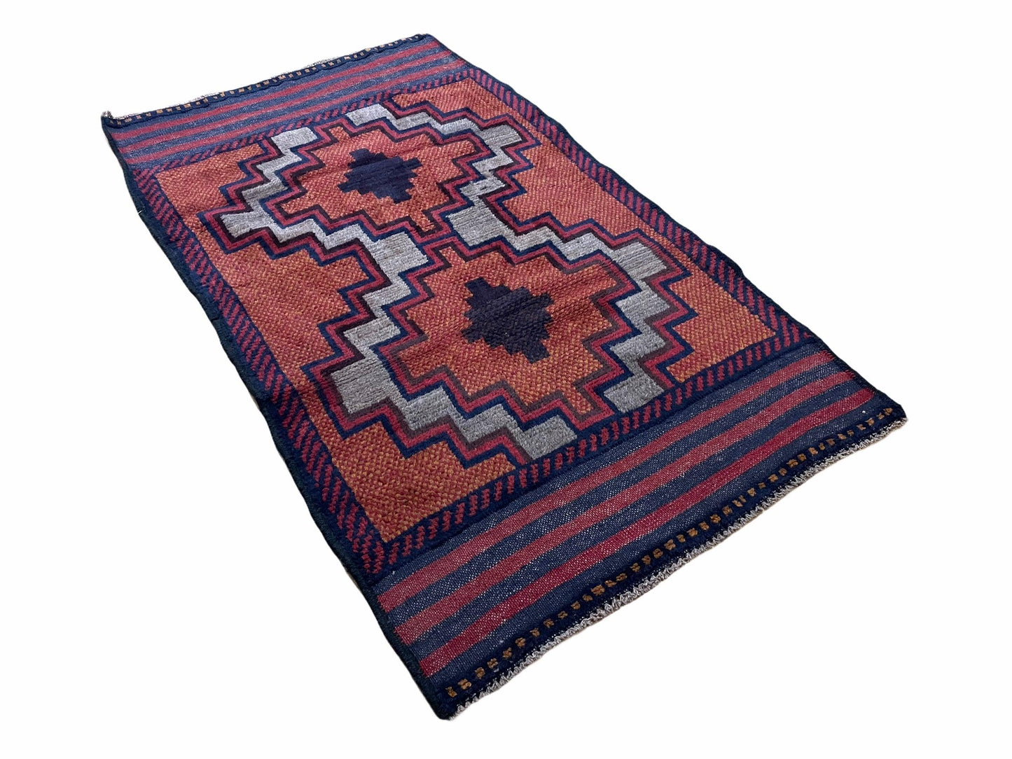 3X5 Vintage Handmade Tribal Wool Rug Balouchi Rug Afghan Rug Red 2' 8" X 4' 8" - Nuvé