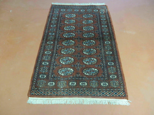 3' X 4' Vintage Handmade Pakistan Turkoman Bokhara Fine Woven Wool Rug - Nuvé