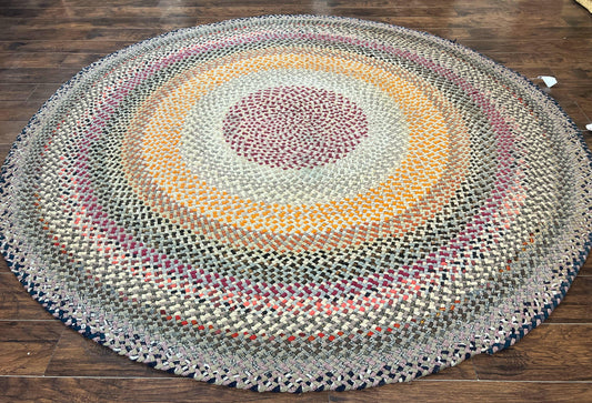 Large American Braided Rug 9x9, Multicolor Vintage Braided Carpet - Nuvé