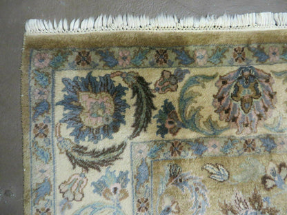 5' 6" X 9' Vintage Handmade Jaipur Indian Floral Oriental Wool Rug Veg Dyes - Nuvé