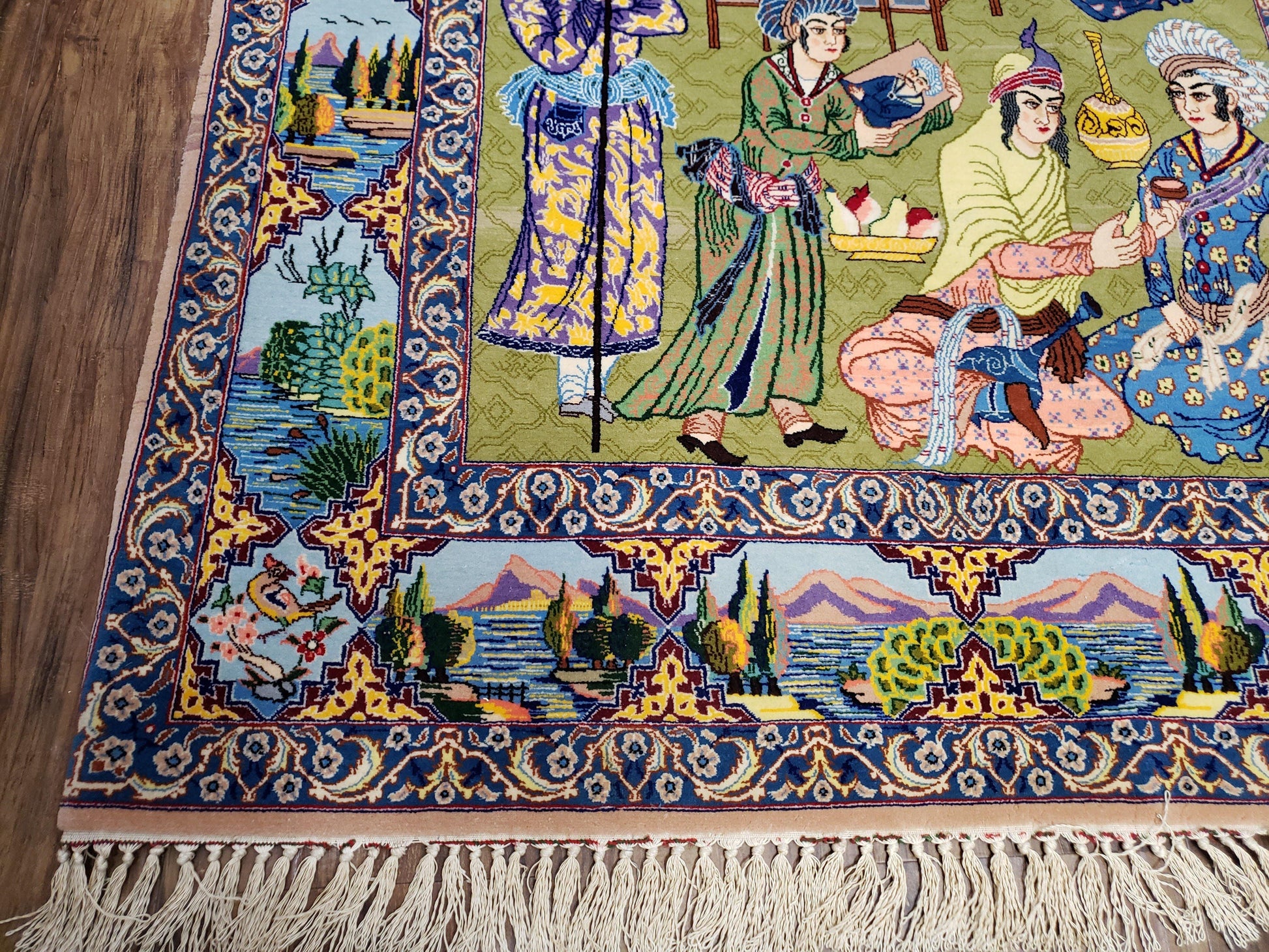 Persian Isfahan Pictorial Rug 3x5 – Kork Wool on Silk - Nuvé