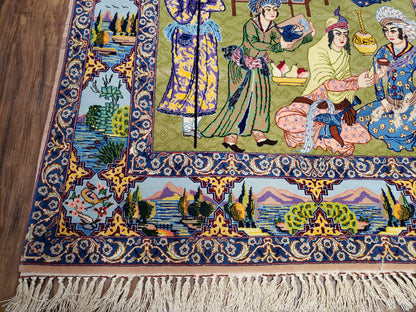 Persian Isfahan Pictorial Rug 3x5 – Kork Wool on Silk - Nuvé