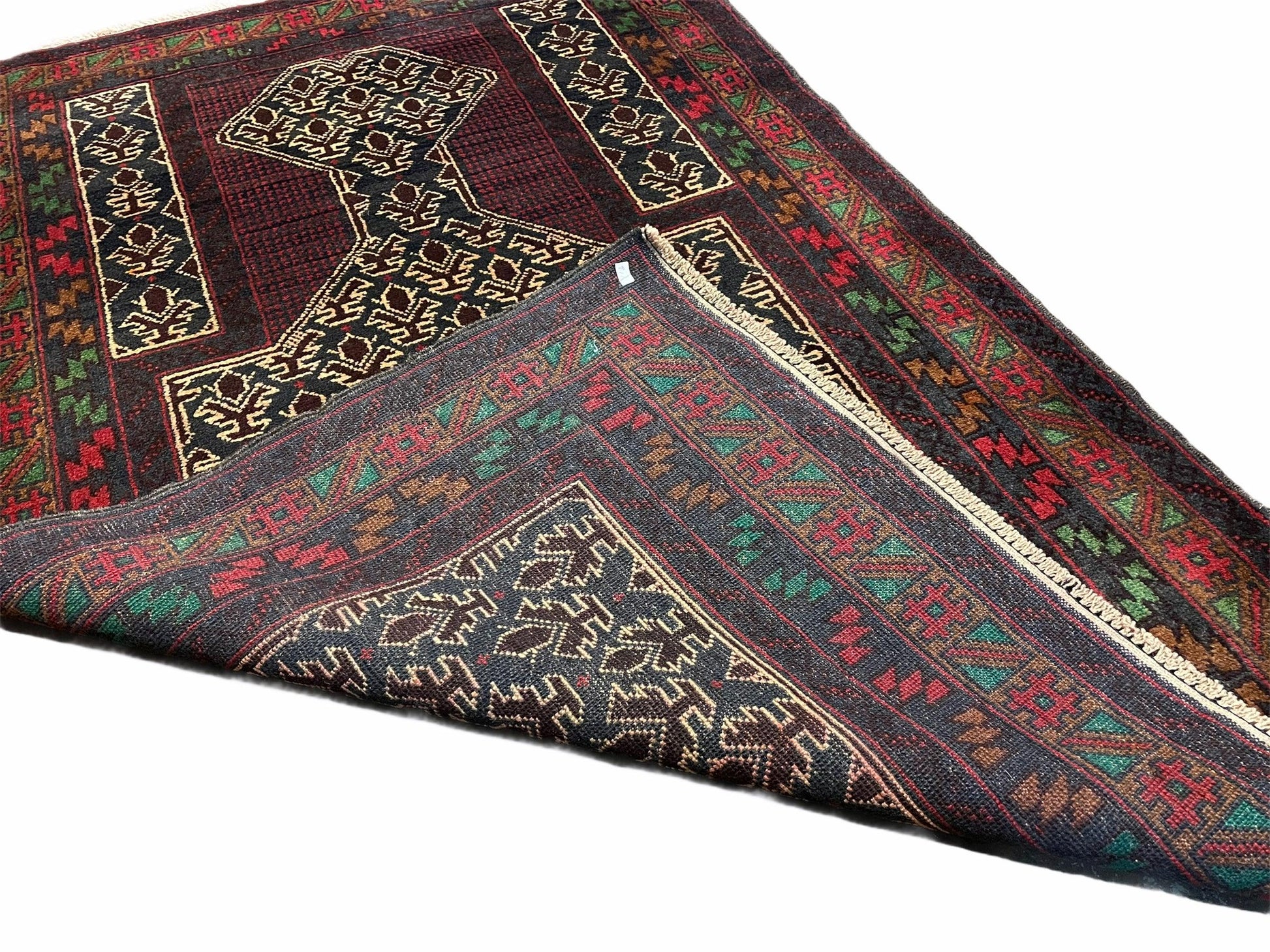 3x5 New Vintage Handmade Wool Rug Tribal Balouch Turkoman Prayer Rug Veggie Dyes - Nuvé