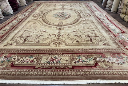 Palace Size Aubusson Rug 12x18, Extra Large, French European Carpet, Soft Wool Pile, Elegant - Nuvé