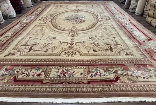 Palace Size Aubusson Rug 12x18, Extra Large, French European Carpet, Soft Wool Pile, Elegant - Nuvé