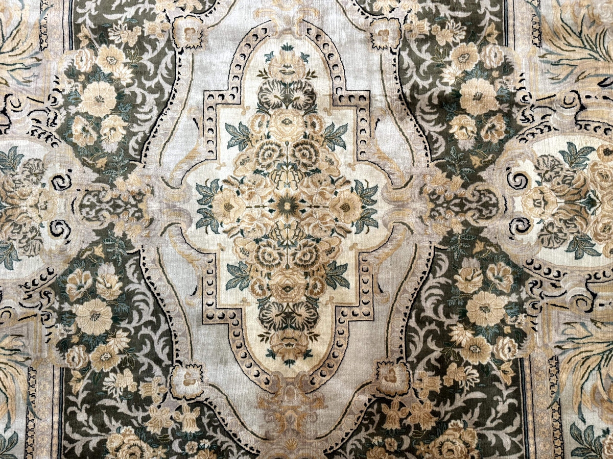 Aubusson Rug 8x10, Very Fine 225 KPSI, Floral, French European Design, Pakistani Carpet
