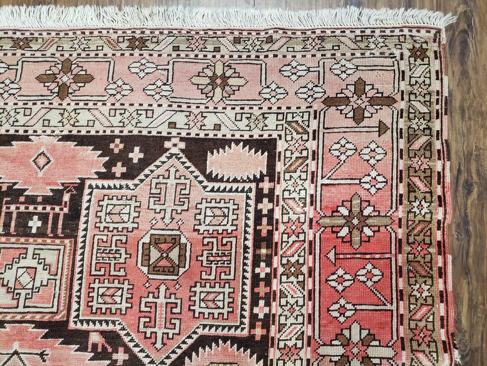 Antique Caucasian Rug 5' 5" x 10' 9", Shirvan Carpet, Wide Oriental Corridor Runner, Quality Handmade Hand-Knotted Wool Rug, Pale Pink Black - Nuvé