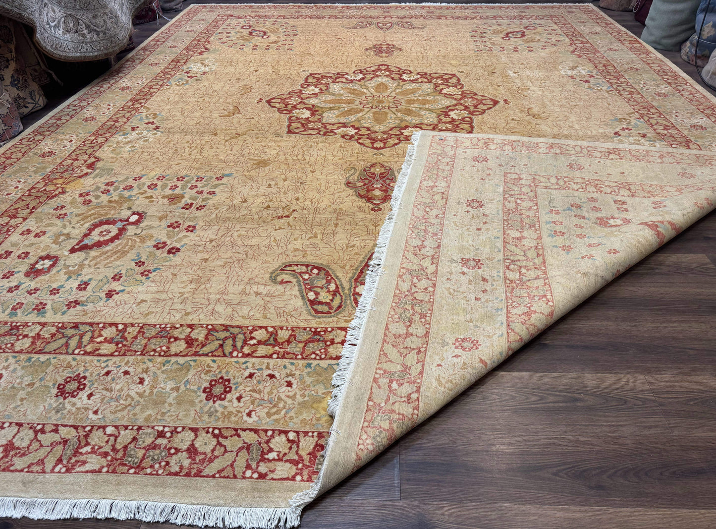Palace Size Pak Persian Rug 13x17, Haji Jalili Design, Beige and Rust, Wool Hand Knotted, Fine 260 KPSI - Nuvé