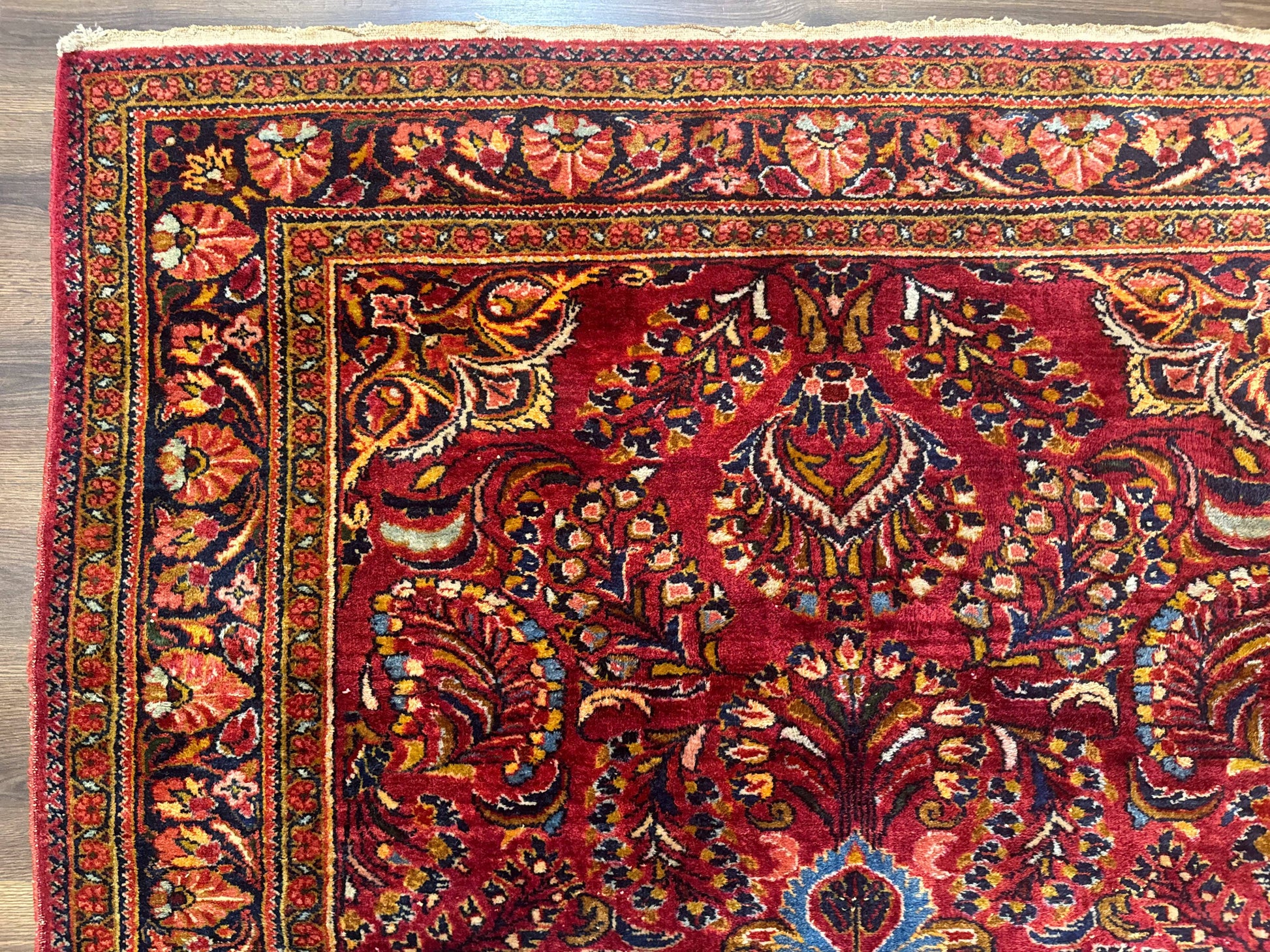 Persian Lilihan Rug 5x6, Red, Floral, Antique Persian Carpet - Nuvé
