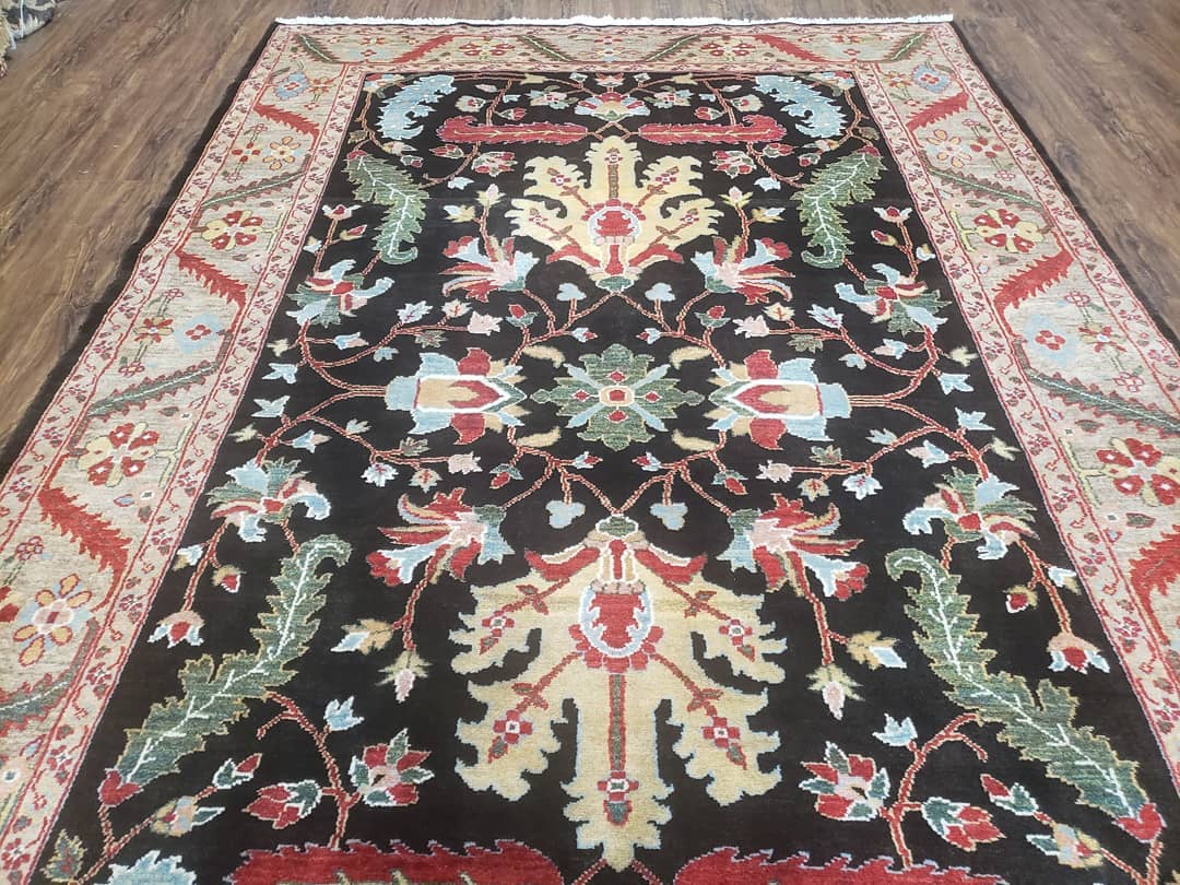 Peshawar Rug, 6x9 Rug, Hand Knotted Wool Area Rug, Black and Silver Rug, Unique Oriental Carpet, Handmade, Medium Sized Rug, Persian Rug - Nuvé