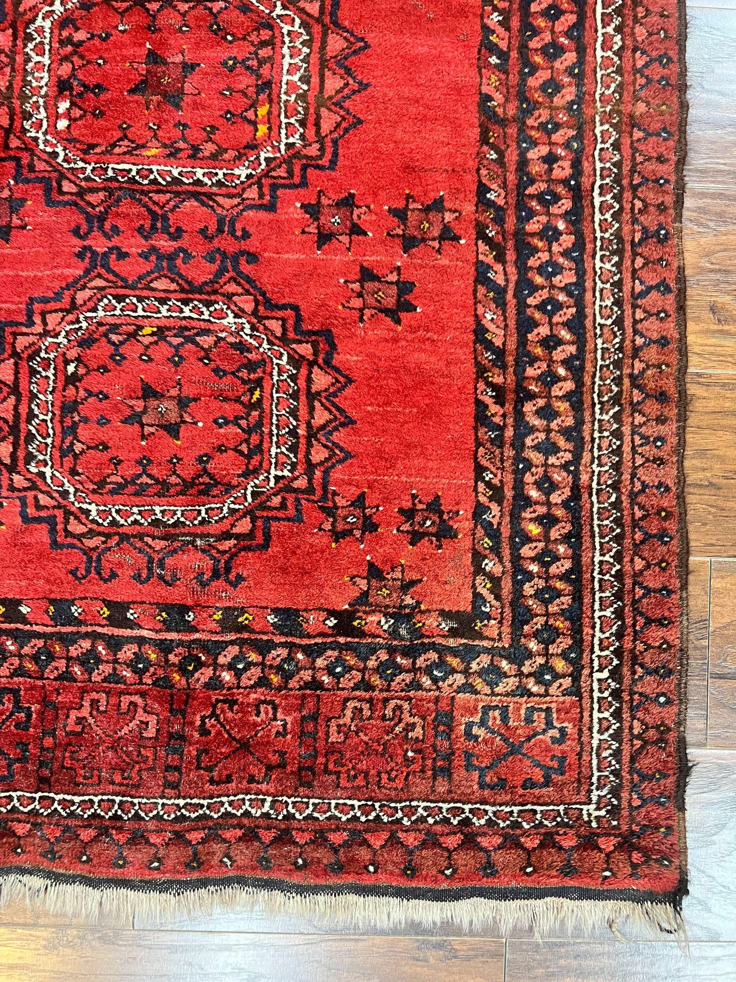 Afghan Rug 3x6, Semi Antique Vintage Oriental Carpet, Wool Handmade Red Rug, Tribal Rug, Afghan Beshir Rug - Nuvé