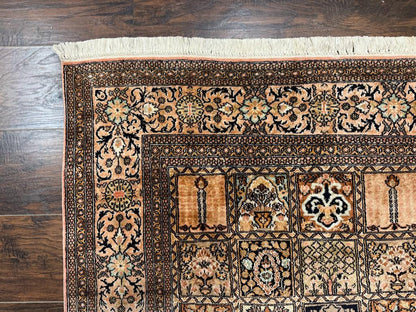 Indian Kashmiri Silk Rug 4x6, Panel Design, Multicolor, Fine - Nuvé