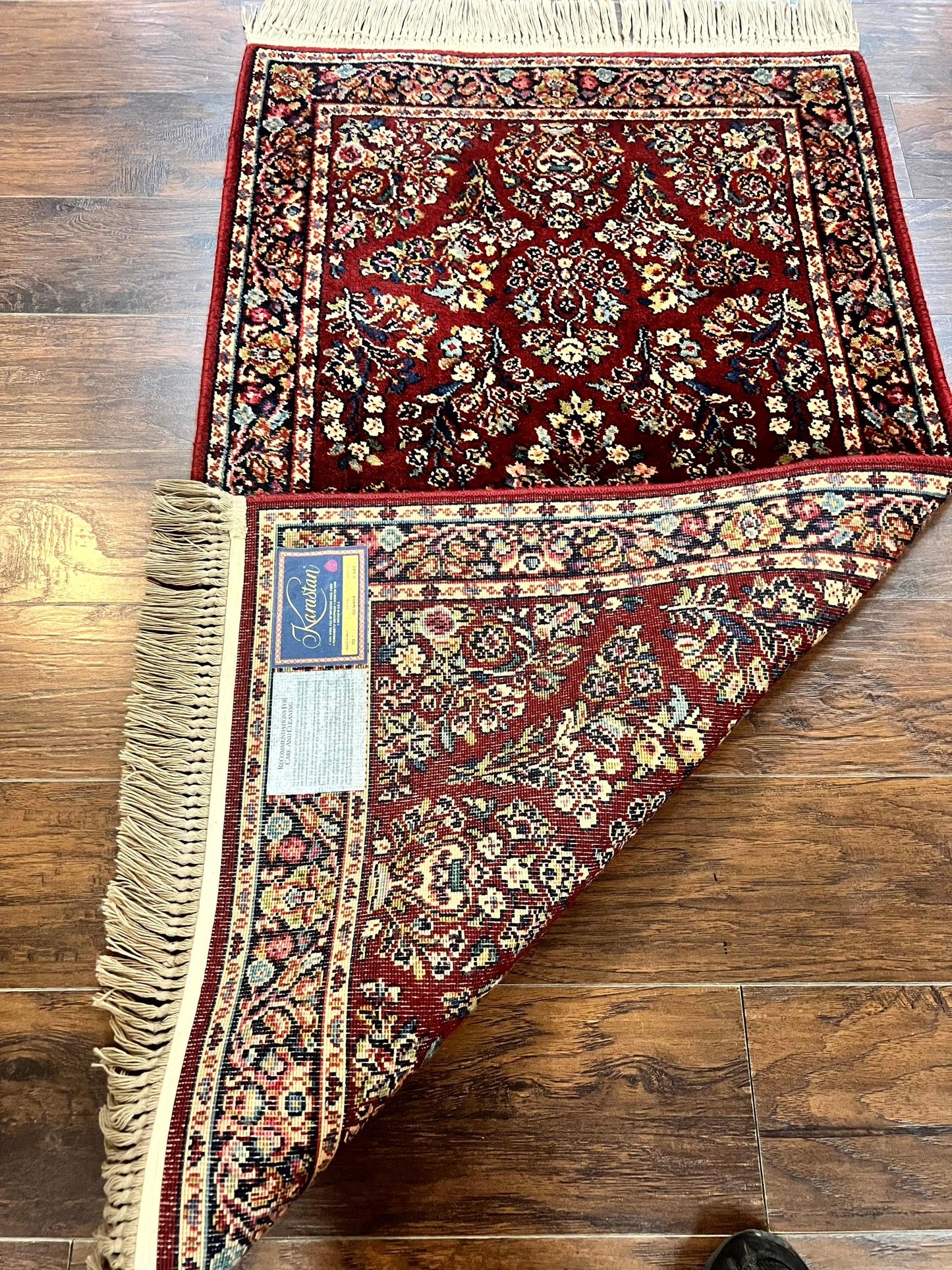 Karastan Rug 3x5 Red Sarouk #785, Small Karastan Wool Pile Rug, Original 700 Series, Discontinued Vintage Karastan Carpet - Nuvé