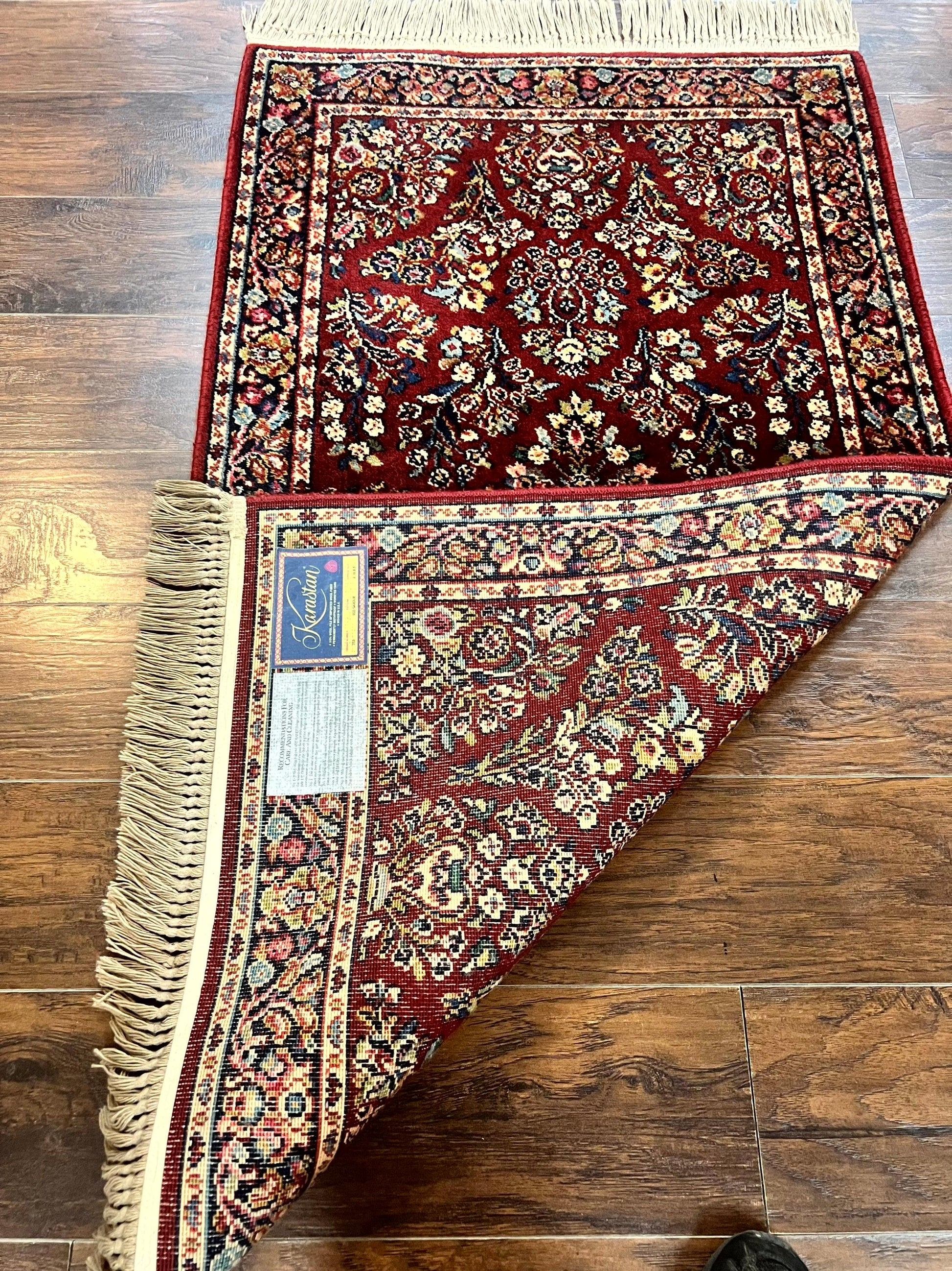 Karastan Rug 3x5 Red Sarouk #785, Small Karastan Wool Pile Rug, Original 700 Series, Discontinued Vintage Karastan Carpet - Nuvé