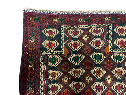 3x5 Vintage Handmade Wool Rug Tribal Turkoman Balouch Prayer Rug Organic Dyes - Nuvé