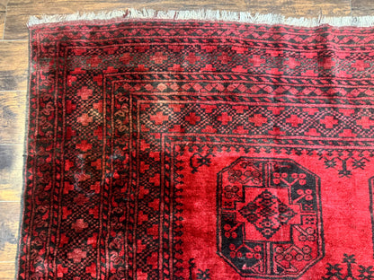 Afghan Turkoman Rug 9x10, Red Beshir Carpet, Tribal, Wool, Antique - Nuvé