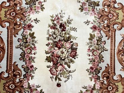 Aubusson Rug 10x13, Cream and Light Mint Green Hand Knotted Handmade French Savonnerie European Carpet, Wool Pile, Large Room Sized Vintage - Nuvé