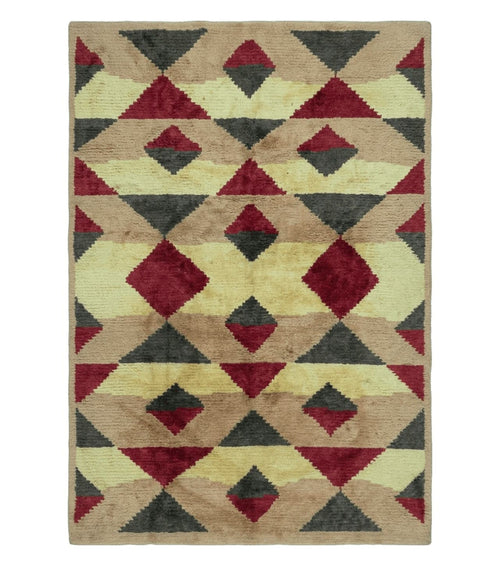6' X 8' Handmade Tibetan Nepal Chinese Wool Rug Art Deco Contemporary Modern