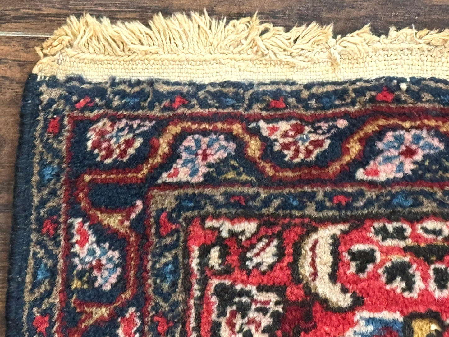 Small Antique Persian Tribal Rug 2x3, Red, Floral, Handmade, Hamadan Rug - Nuvé