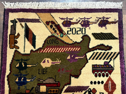 Small Afghan War Rug, Collectible, Wool - Nuvé