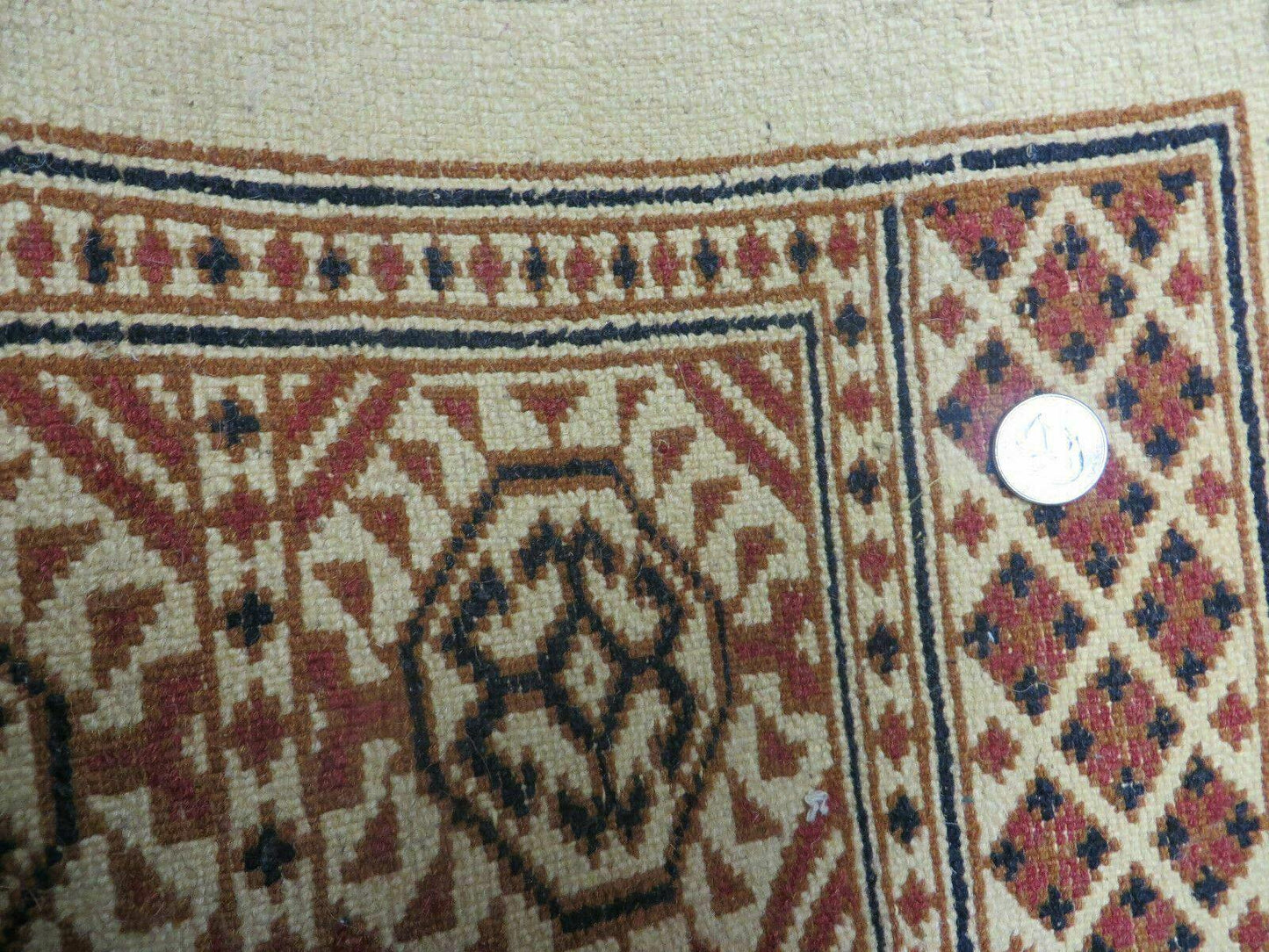 4' X 7' Vintage Handmade Pakistani Turkoman Bokhara Balouch Woven Wool Rug Ivory - Nuvé