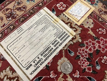 Marvelous Persian Tabriz Rug 7x10 ft, Super Fine 50 Raj, 300+ KPSI, Black and Rust Red, Floral Medallion Handmade Wool Oriental Carpet, Top Quality - Nuvé