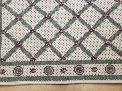 4x5 Panel Design Rug, 4' x 5' Power-Loomed Vintage Rug, Beige & Pine Green Carpet - Nuvé