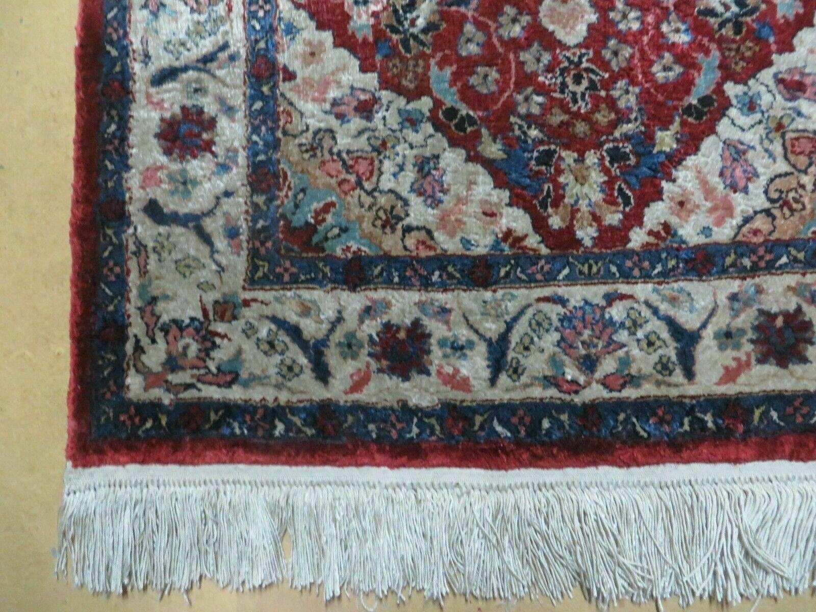 2' X 3' Handmade Chinese Floral Oriental Silk Rug Carpet Nice Red - Nuvé