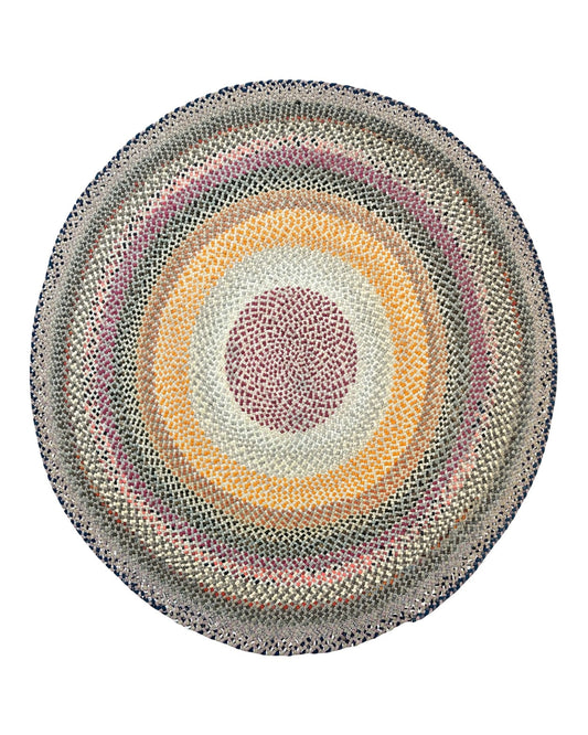 Large American Braided Rug 9x9, Multicolor Vintage Braided Carpet