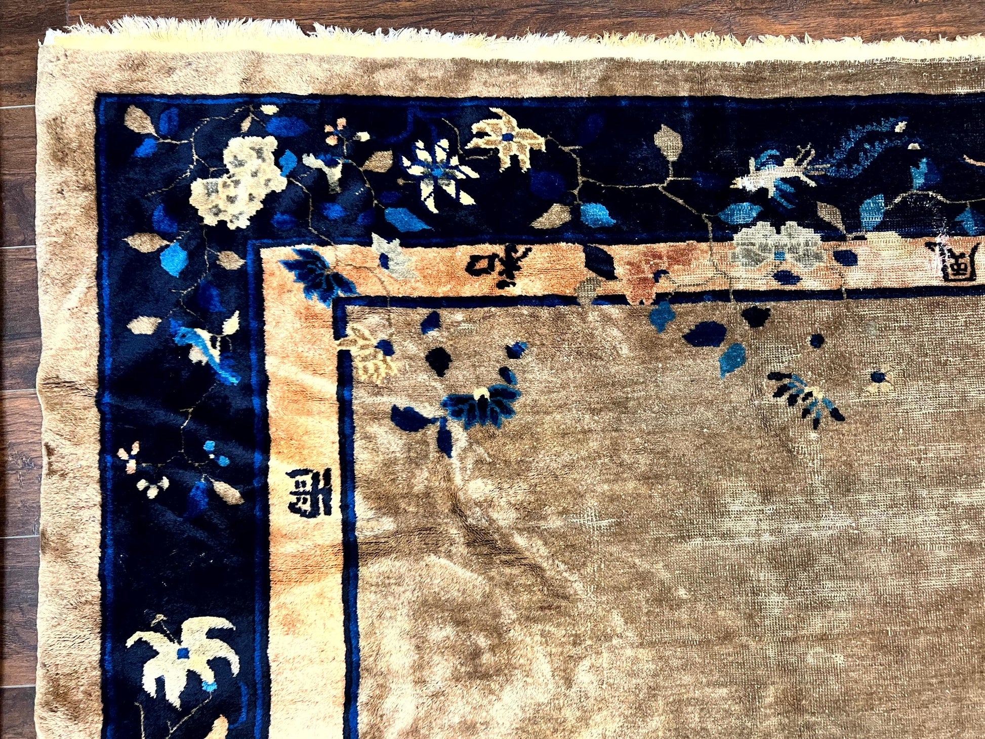 Antique Chinese Wool Rug 10x13, Large 1920s Peking Carpet, Handmade - Nuvé