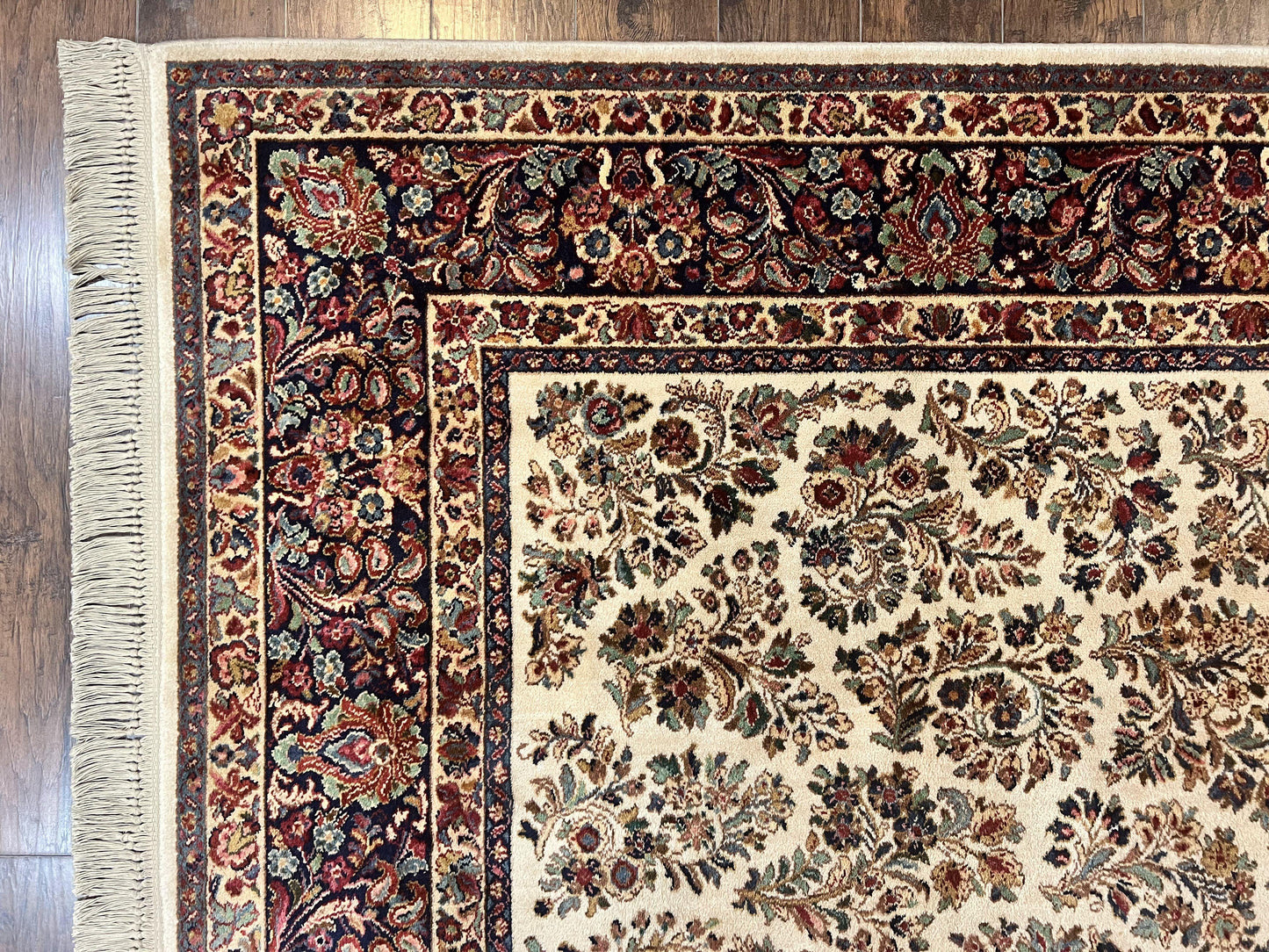 Karastan Rug 8' 8" x 12', Ivory Sarouk #760, Original Karastan Carpet 700 Series, Wool Karastan Area Rug, USA Made, Large Karastan w/ Label - Nuvé