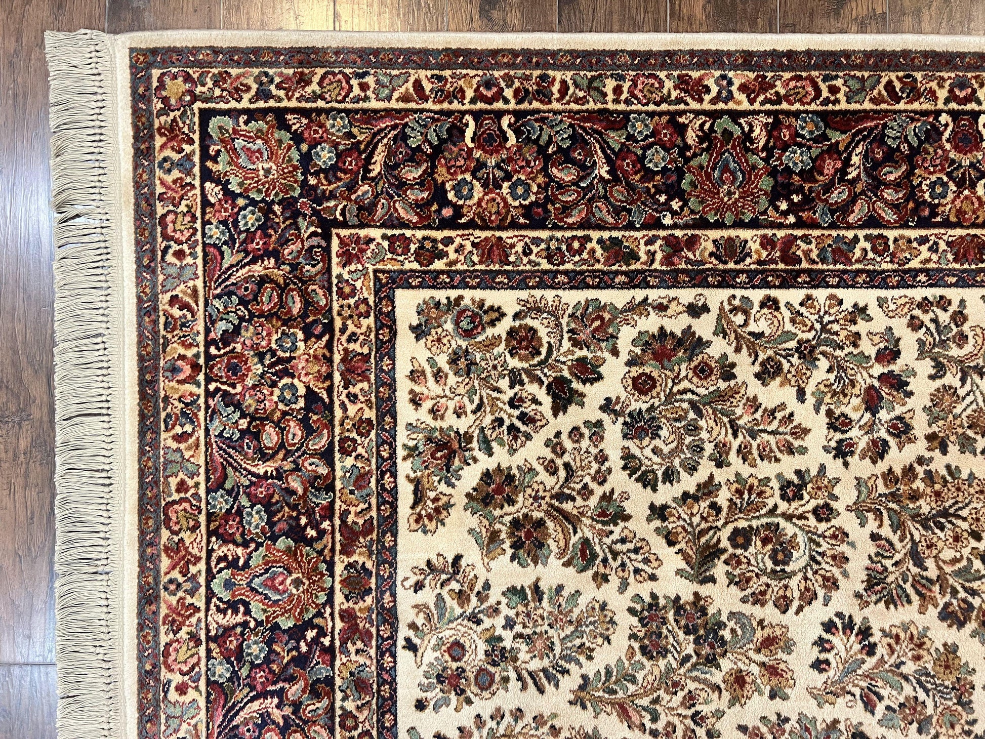 Karastan Rug 8' 8" x 12', Ivory Sarouk #760, Original Karastan Carpet 700 Series, Wool Karastan Area Rug, USA Made, Large Karastan w/ Label - Nuvé