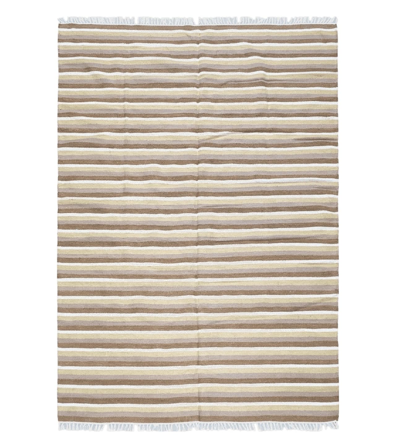Indian Striped Blanket 6x9, Large Indo Kilim Area Rug, Earthern Tones Woolen Hand-Woven Flatweave South American Style Queen Size Bedspread