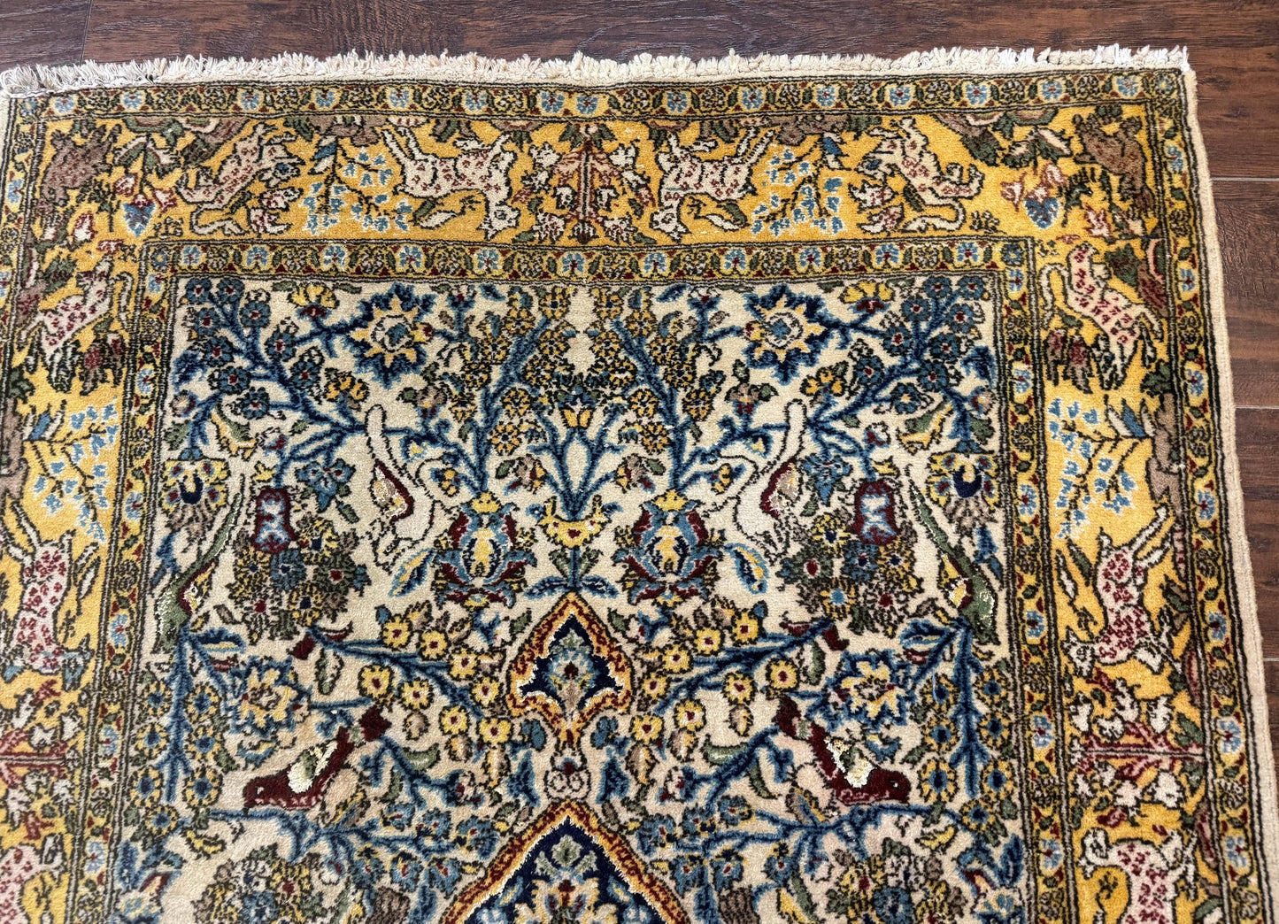 Persian Qum Tree of Life Rug 3.5 x 5.5, Animal Pictorials, Kork Wool with Silk Highlights - Nuvé