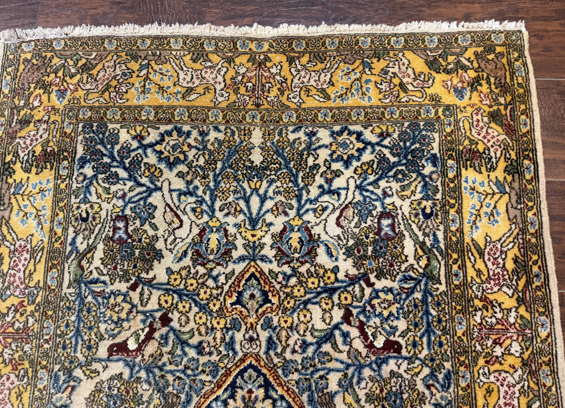 Persian Qum Tree of Life Rug 3.5 x 5.5, Animal Pictorials, Kork Wool with Silk Highlights - Nuvé