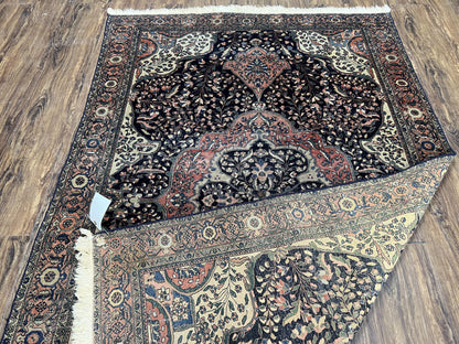 Antique Persian Sarouk Farahan Rug 4x7, Collectible Persian Carpet
