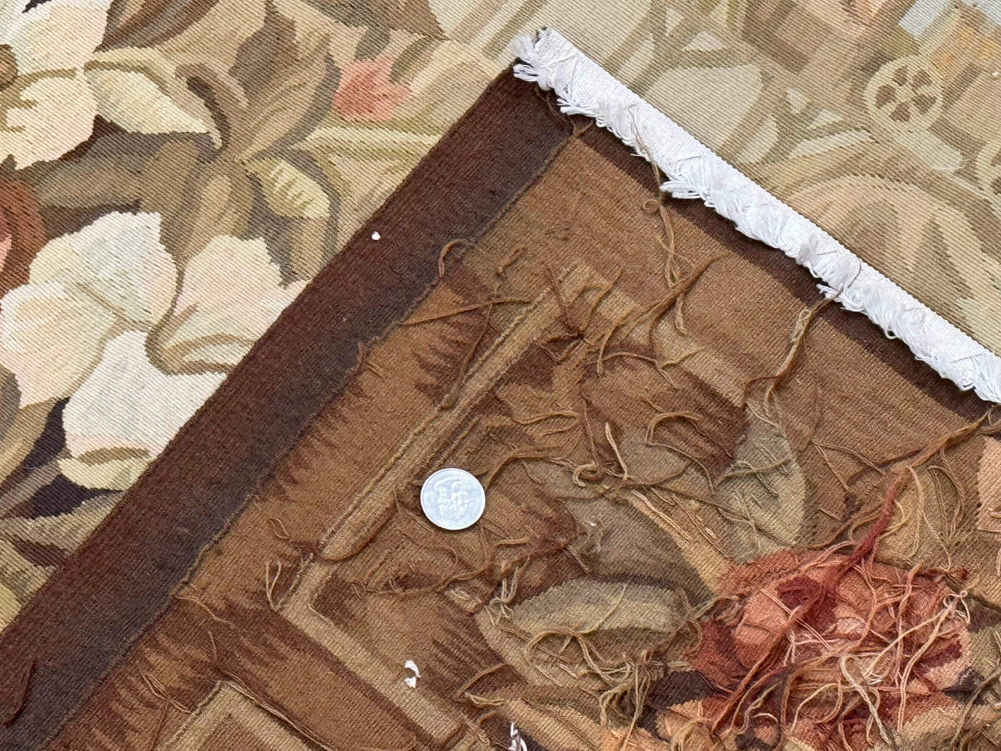 Vintage French Tapestry 5x7, Handmade, Wool, Aubusson Weave - Nuvé